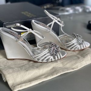 Badgley Mischka White Satin Wedding Shoe
